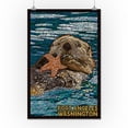 thumbnail image 1 of Port Angeles, Washington - Sea Otter - Mosaic - Lantern Press Artwork (16x24 Giclee Gallery Print, Wall Decor Travel Poster), 1 of 1