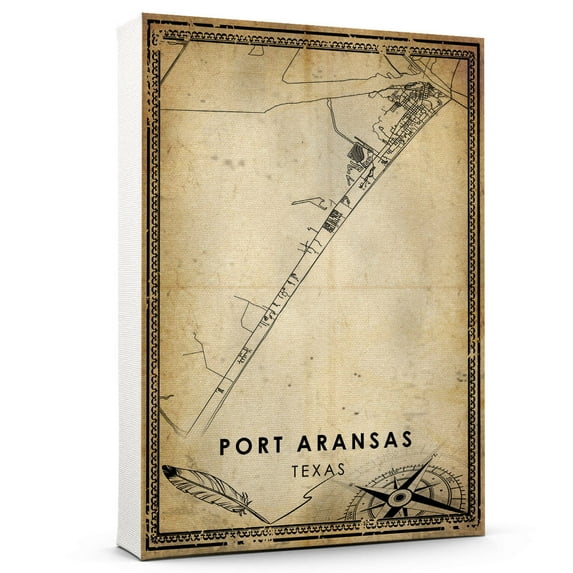 Port Aransas Vintage Map Prints Canvas, Texas Map Art Canvas, Canvas, Port Aransas Map City style vintage Canvas , Canvas Wall Art, Street Map Artwork Canvas