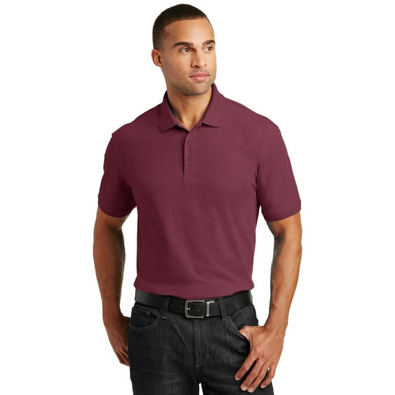 Port Authority 1143071 Mens Core Classic Pique Polo Shirt, Burgundy - Extra Small