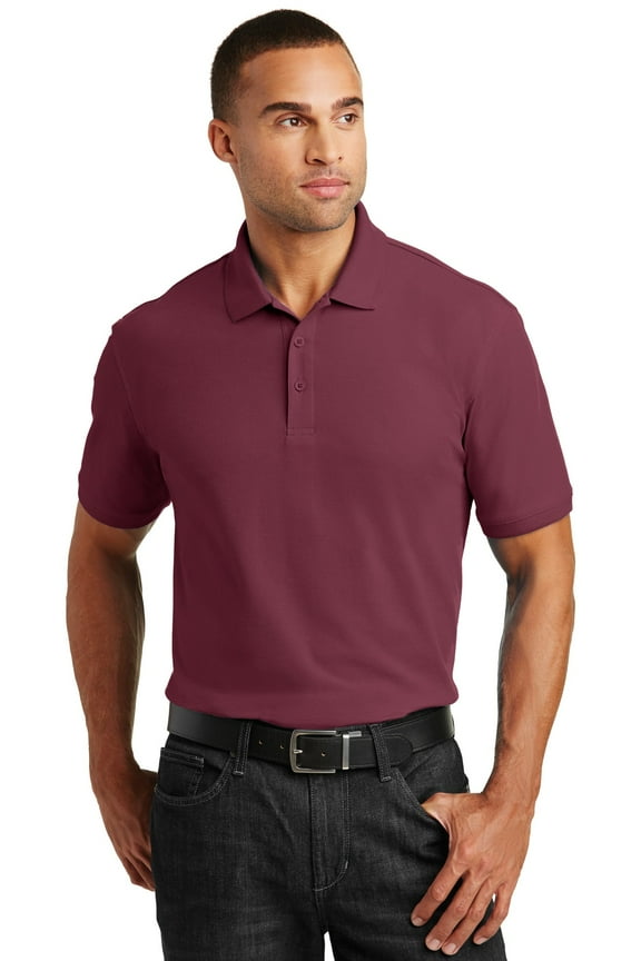 1143073 Mens Core Classic Pique Polo Shirt, Burgundy - Medium