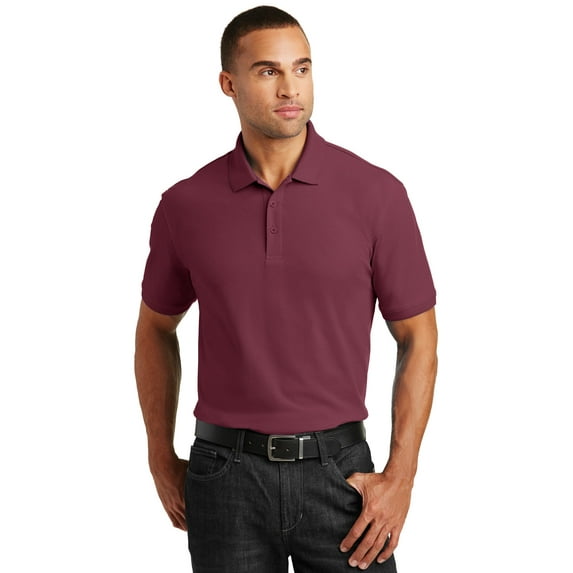 Port Authority 1143075 Mens Core Classic Pique Polo Shirt, Burgundy - Extra Large
