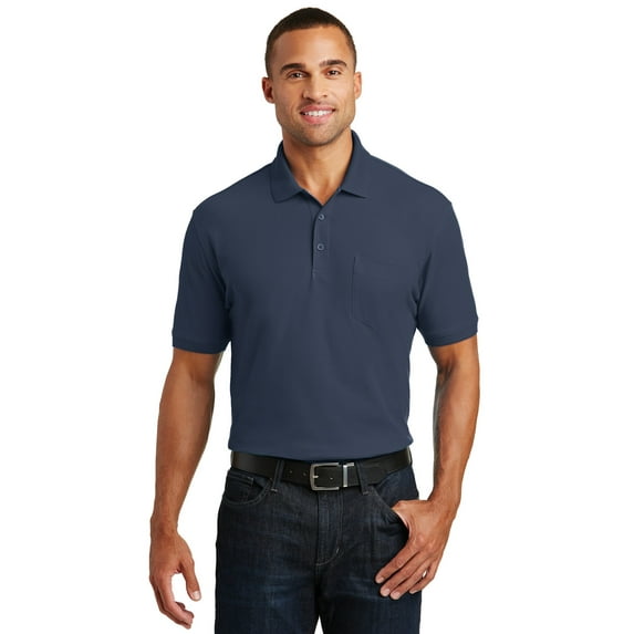 Port Authority 1145303 Mens Core Classic Pique Pocket Polo, River Blue Navy - 4XL
