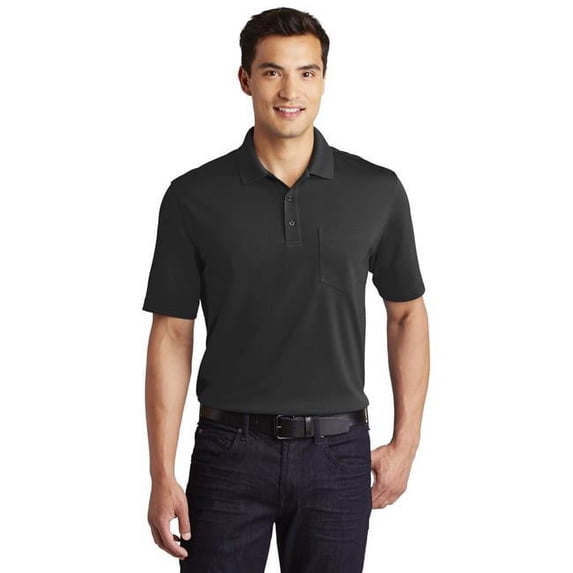 Port Authority 1237481 Dry Zone UV Micro-Mesh Pocket Polo Shirt, Deep Black - 2XL