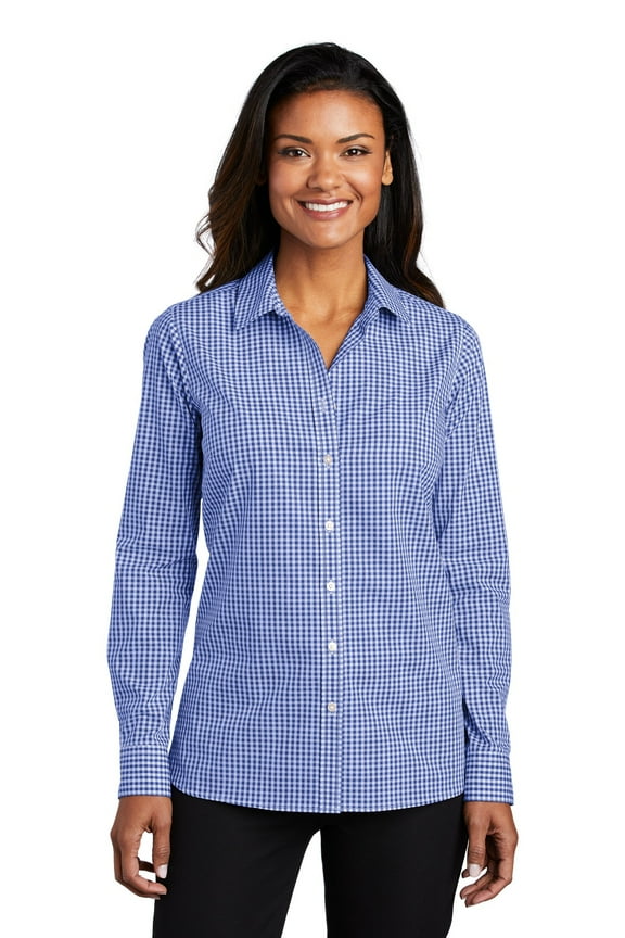 Adult Female Women Check Shirt True Royal/Wht 4X-Large