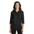thumbnail image 1 of Port Authority Adult Female Women Plain 3/4-Sleeve Polo Black 2X-Large, 1 of 2