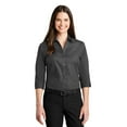thumbnail image 1 of Port Authority Adult Female Women Plain 3/4-Sleeve Shirt Graphite X-Small, 1 of 4