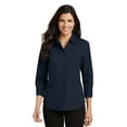 thumbnail image 1 of Port Authority Adult Female Women Plain 3/4-Sleeve Shirt Navy 4X-Large, 1 of 2