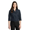 thumbnail image 1 of Port Authority Adult Female Women Plain 3/4-Sleeve Shirt River Blue Nvy X-Large, 1 of 4