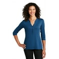 thumbnail image 1 of Port Authority Adult Female Women Plain 3/4-Sleeve T-Shirt True Blue 3X-Large, 1 of 10
