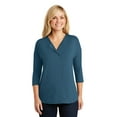 thumbnail image 1 of Port Authority Adult Female Women Plain 3/4-Sleeve Top Dusty Blue Small, 1 of 8