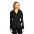 thumbnail image 1 of Port Authority Adult Female Women Plain Long Sleeves Polo Black Large, 1 of 4