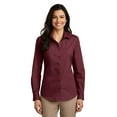 thumbnail image 1 of Port Authority Adult Female Women Plain Long Sleeves Shirt Burgundy Medium, 1 of 4