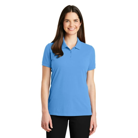 Port Authority Adult Female Women Plain Short Sleeves Polo Azure Blue X-Small
