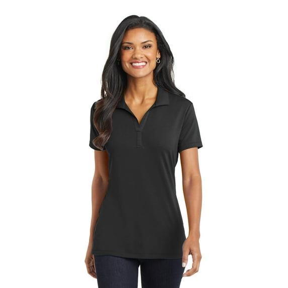 Port Authority Adult Female Women Plain Short Sleeves Polo Black 4X-Large