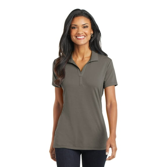 Port Authority Adult Female Women Plain Short Sleeves Polo Grey Smoke 2X-Large