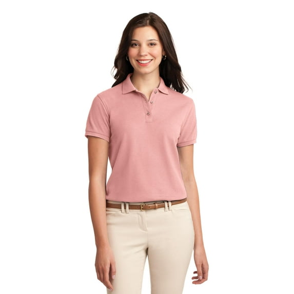 Port Authority Adult Female Women Plain Short Sleeves Polo Light Pink X-Small