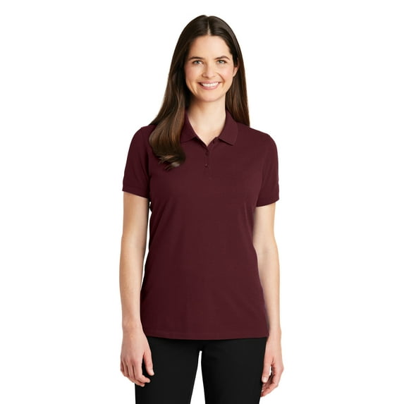 Port Authority Adult Female Women Plain Short Sleeves Polo Maroon Large