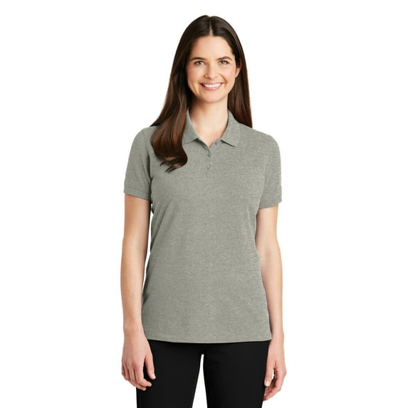 Port Authority Adult Female Women Plain Short Sleeves Polo Oxford Heather Large