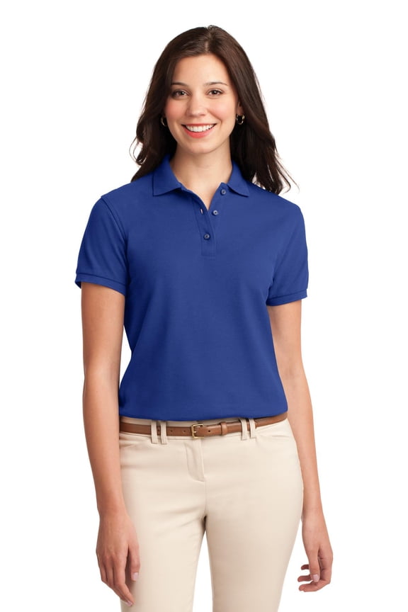 Adult Female Women Plain Short Sleeves Polo Royal Large