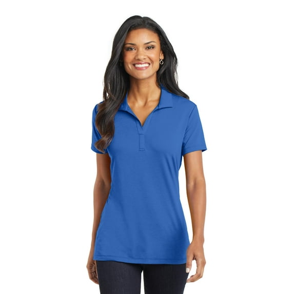 Port Authority Adult Female Women Plain Short Sleeves Polo Strong Blue Large
