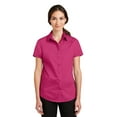 thumbnail image 1 of Port Authority Adult Female Women Plain Short Sleeves Shirt Pink Azalea Medium, 1 of 2