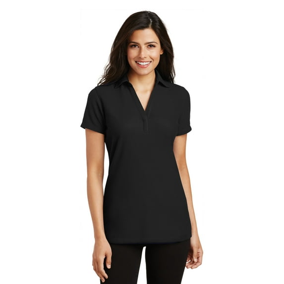 Port Authority Adult Female Women Silk Touch Y-Neck Polo Shirt
