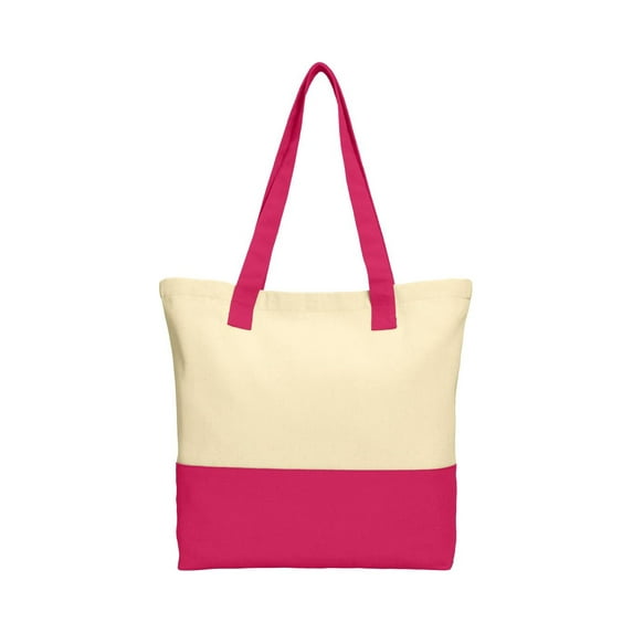 Port Authority Adult Female canvas Tote Nat/Pink Azal One Size Fits All