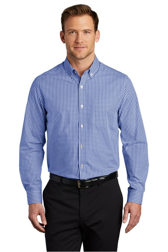 Adult Male Men Micro Checked Shirt True Royal/Wht 3X-Large