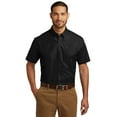 thumbnail image 1 of Port Authority Adult Male Men Plain Elbow Sleeves Shirt Deep Black 4X-Large, 1 of 5