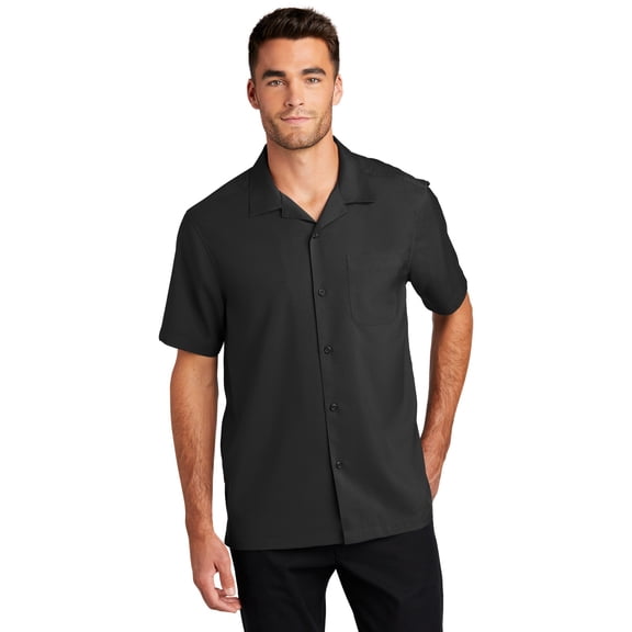 Port Authority Adult Male Men Plain Short Sleeves Staff Shirt Black Small