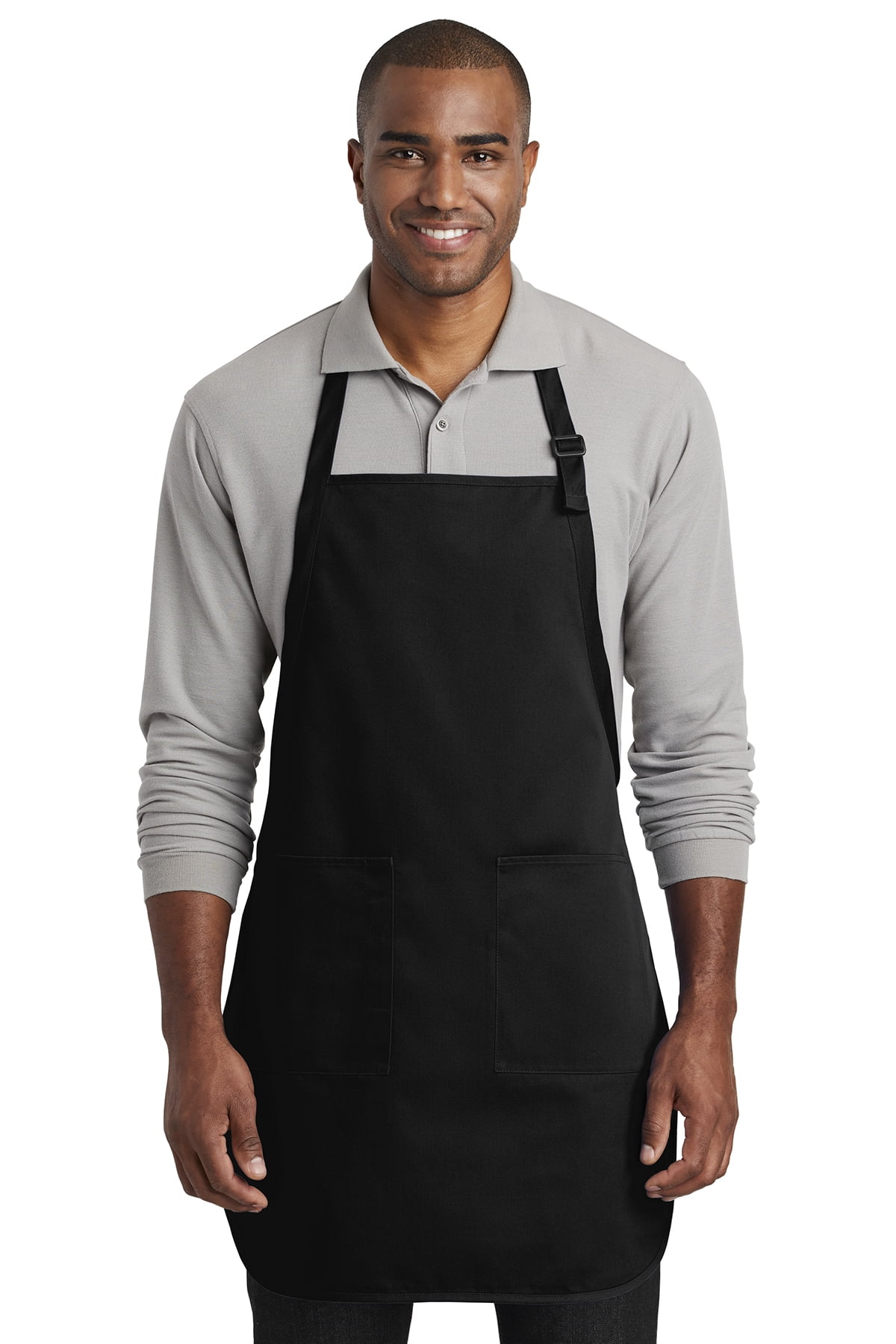 Black Full-Length Two-Pocket Cotton Polyester Apron