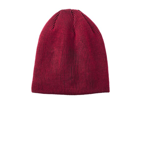 Port Authority Adult Unisex Rib Knit Slouch Beanie Deep Red/Black One Size Fits All