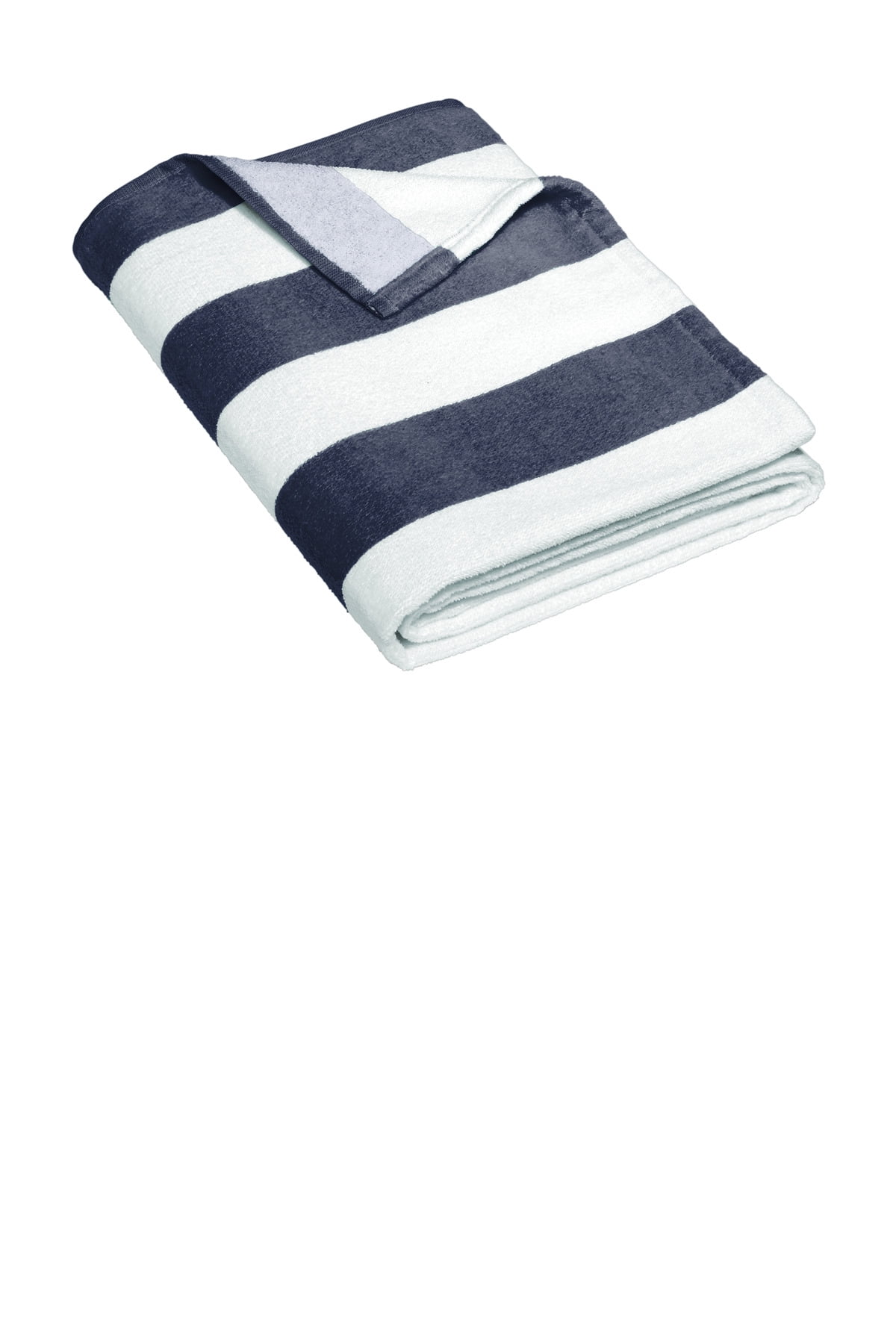 Navy and White Striped Cotton Beach Towel