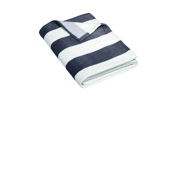 Port Authority Adult Unisex Stripe Beach Towel Navy One Size Fits All