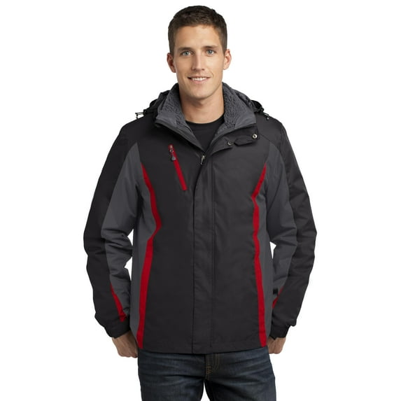 Port Authority Colorblock 3 in 1 Jacket-M (Black/ Magnet Grey/ Signal Red)