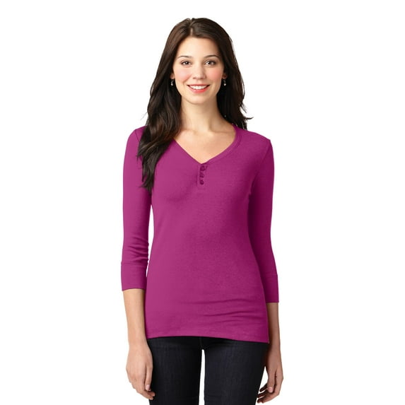 Port Authority Concept Stretch 3/4 Sleeve Scoop Henley (LM1007) Magenta, 3XL