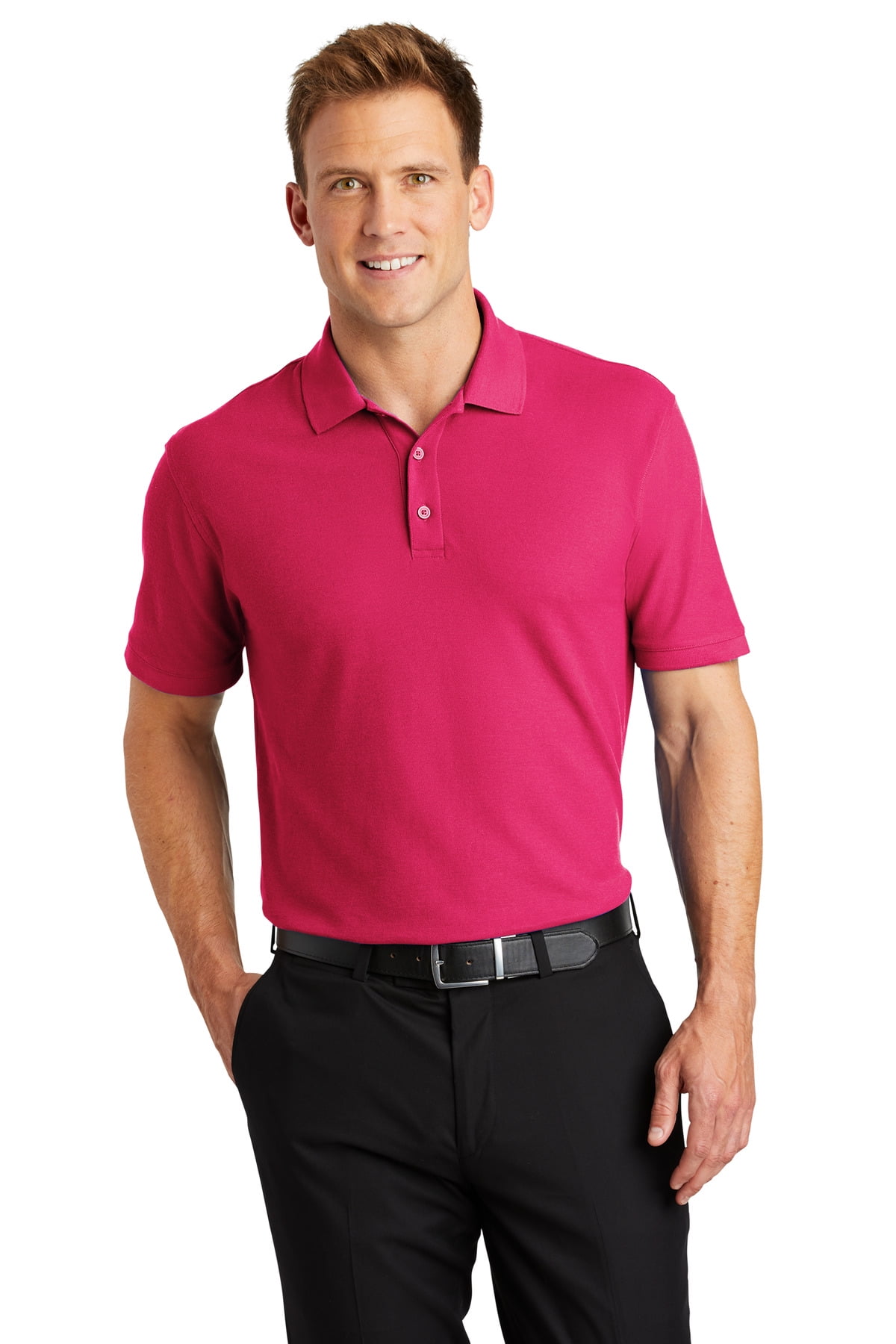 Men's Classic Pique Polo Shirt in Hibiscus Red Marl