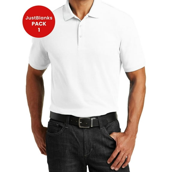JustBlanks Core Classic Pique Polo Flat knit collar and cuffs 3-button placket