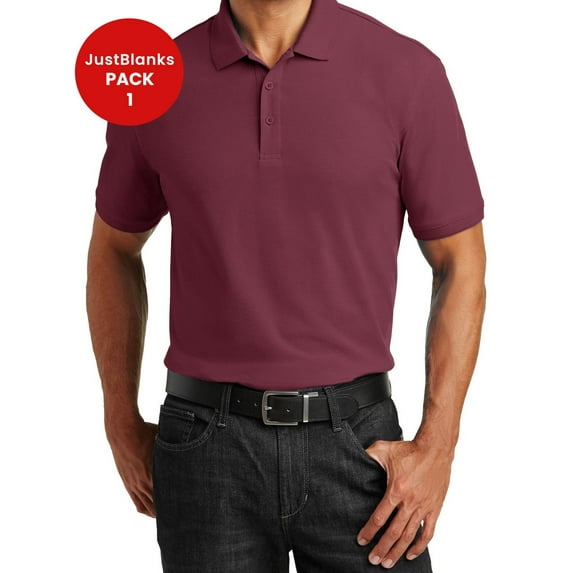 JustBlanks Core Classic Pique Polo Flat knit collar and cuffs 3-button placket