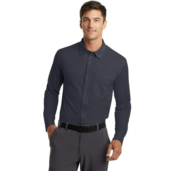 Port Authority Dimension Knit Dress Shirt-S (Battleship Grey)