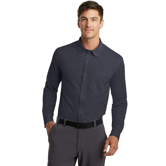 Port Authority Dimension Knit Dress Shirt-S (Battleship Grey)