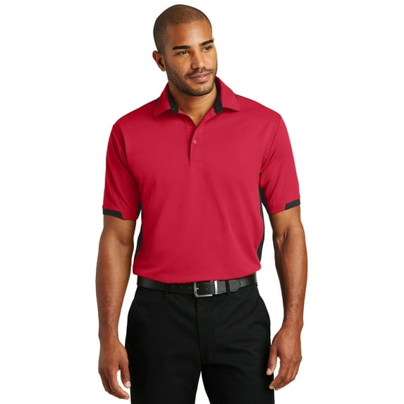 Port Authority Dry Zone Colorblock Ottoman Polo-S (Engine Red/Black)