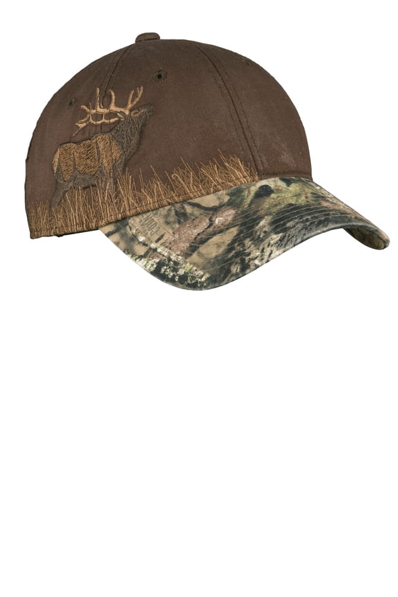 Embroidered Camouflage Cap-One Size (Mossy Oak Break-Up Country/Chocolate/Elk)