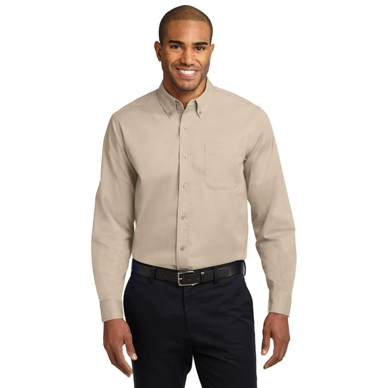 Port Authority S608ES Mens Extended Size Long Sleeve Easy Care Shirt Stone 8XL Walmart