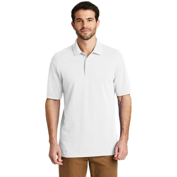 Port Authority EZCotton Polo Shirt, K8000, White, Large