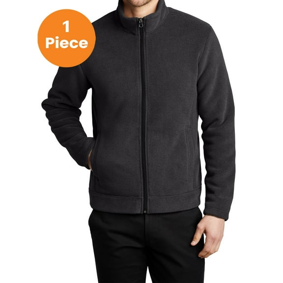 Port Authority F211 Ultra Warm Brushed Fleece Jacket, Graphite/ Deep Black, S, Mens Fleece Jackets
