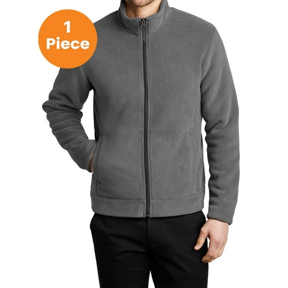 Port Authority F211 Ultra Warm Brushed Fleece Jacket, Gusty Grey/ Sterling Grey, 2XL, Mens Fleece Jackets