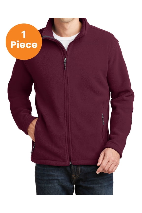 F217 Value Fleece Jacket, Maroon, 3XL, Mens Coats and Jackets