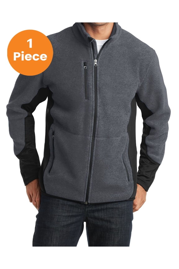 F227 R-Tek Pro Fleece Full-Zip Jacket , Charcoal Heather/ Black, XS, Mens Sweaters