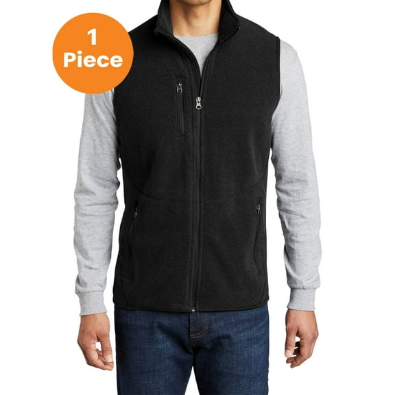 Port Authority F228 R-Tek Pro Fleece Full-Zip Vest, Black/ Black, L, Mens Sweaters